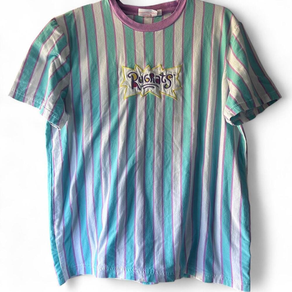 Rugrats‎ multi colored striped tee large blue/white/purple y2k 90s